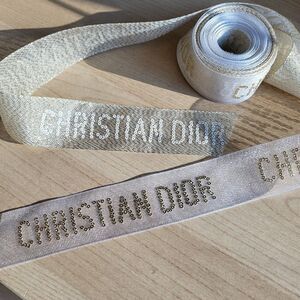 Dior Parfums Xmas Ribbon | Gold & White | Two Different Ribbon | 2 meters long